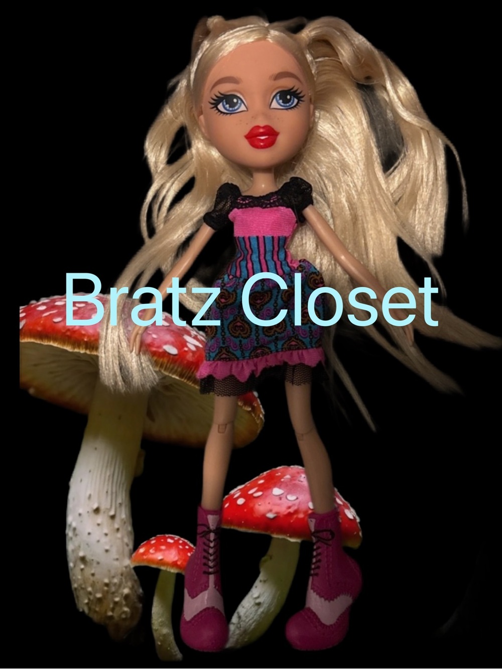 Bratz Cloe (freckles) Fashion Doll with Pink & Blue Striped Dress 2015